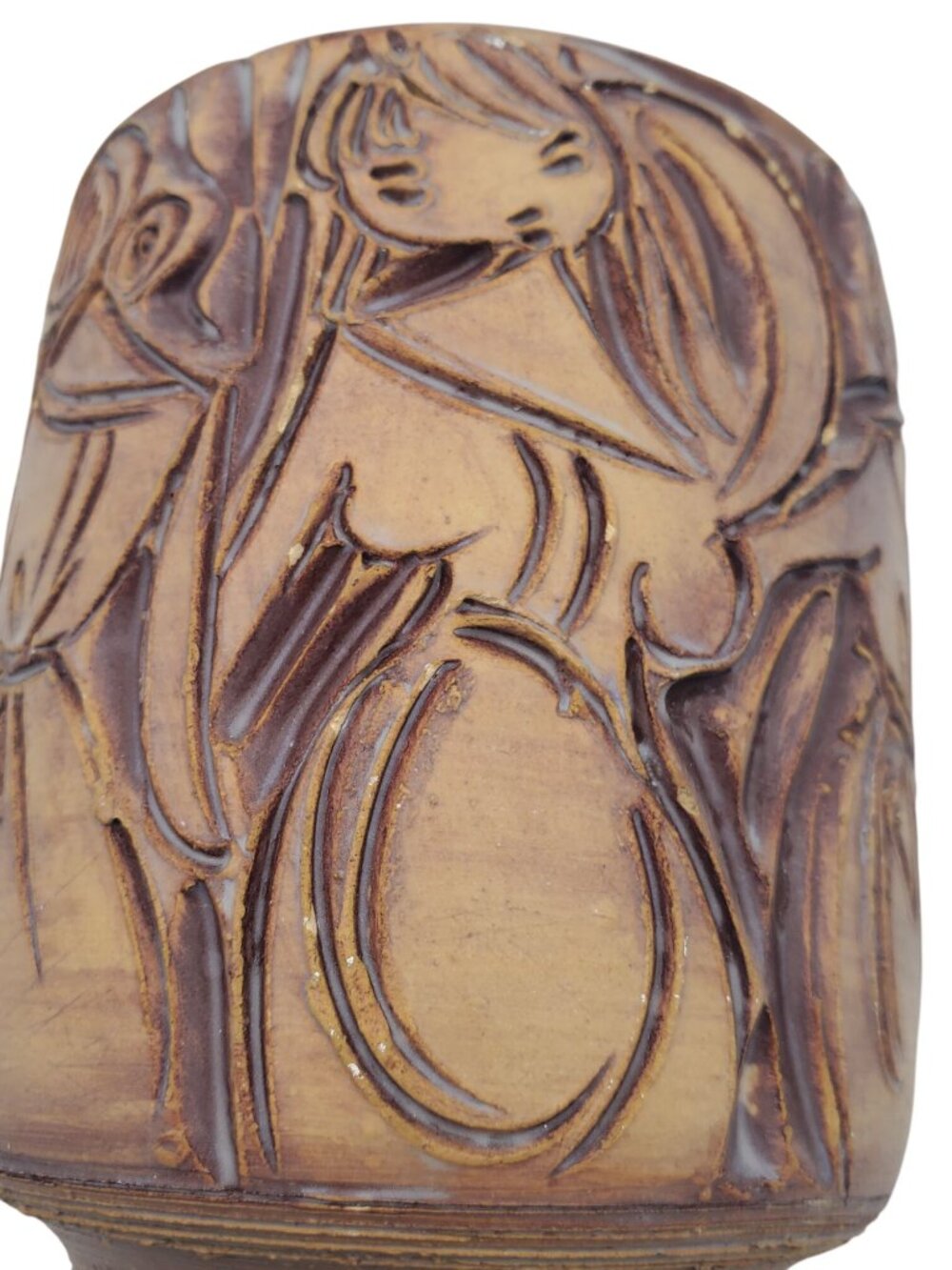 Vintage Handmade Italian Ceramic Basket Vase With Intricate Relief Design & Hand - Picture 14 of 14